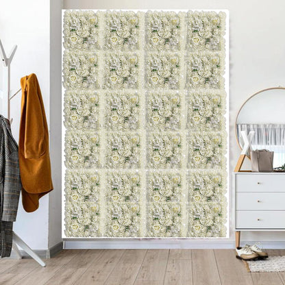 JIIPOREGJ Flower Wall Panel,Artificial Flower Wall Panels Silk Rose Panels for Wedding Party Wall Backdrop Decoration,White,12pcs