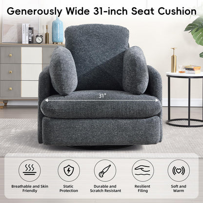 Bonzy Home Manual Recliner Chair, 360°Swivel Rocker Recliner Chair for Adults, Overstuffed Nursery Rocking Reclining Sofa with 2 Pillows and Hidden Storage, Dark Grey