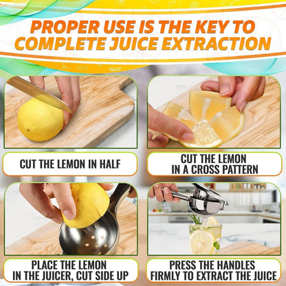 Stainless Steel Lemon Squeezer – Lemon Juicer Squeezer Manual Citrus Juicer | Dishwasher Safe Citrus Press | Corrosion-Resistant | Effortless Maximum Juice Extraction for Lemons, Limes, Oranges & More
