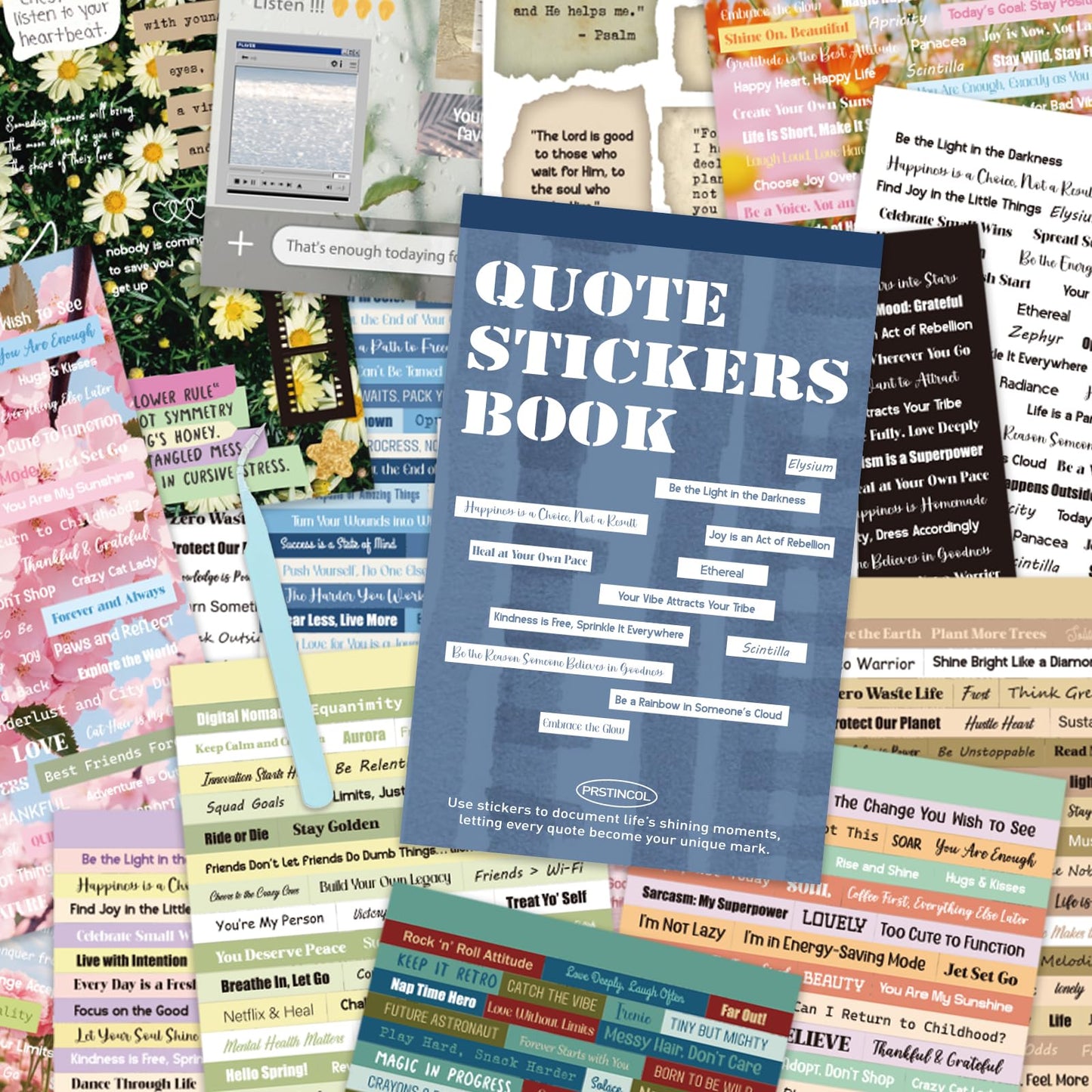 PRSTINCOL 2346PCS Quote Stickers,48 Sheets Scrapbook Supplies Kit Word Stickers for Journaling, Card Making, Vision Board Supplies for Adults Crafting