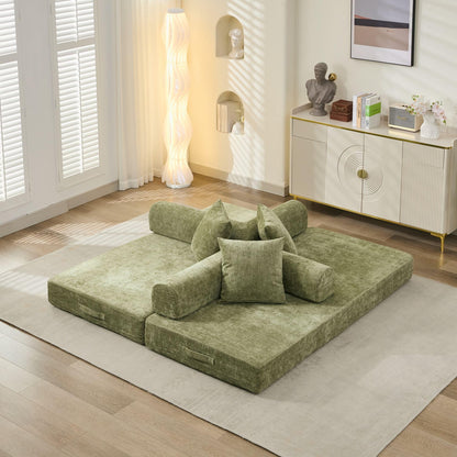 KEIKI Convertible Folding Mattress Couch, Floor Sofa Bed, Floor Sofa Lounge Couch for Living Room Bedroom, Green