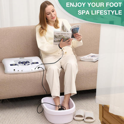 Ionic Foot Bath Detox Machine, Foot Detox Mahcine SPA for 2 Users with MP3 Music Player, Including 2 Earphones, 2 Wrist Straps, 2 Arrays, 5 Foot Basin Liners