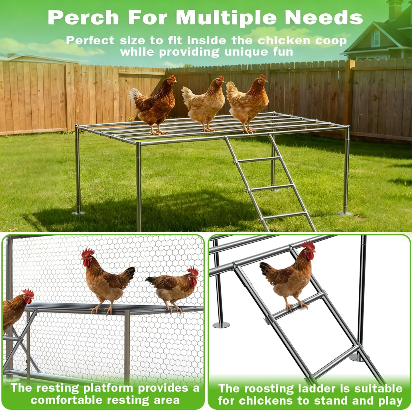 10x26FT Metal Chicken Coop, Dutch Door Chicken Run with Chicken Perch, Cover and Chicken Wire, Walk in Duck Pen for Backyard Poultry and Pet Farming