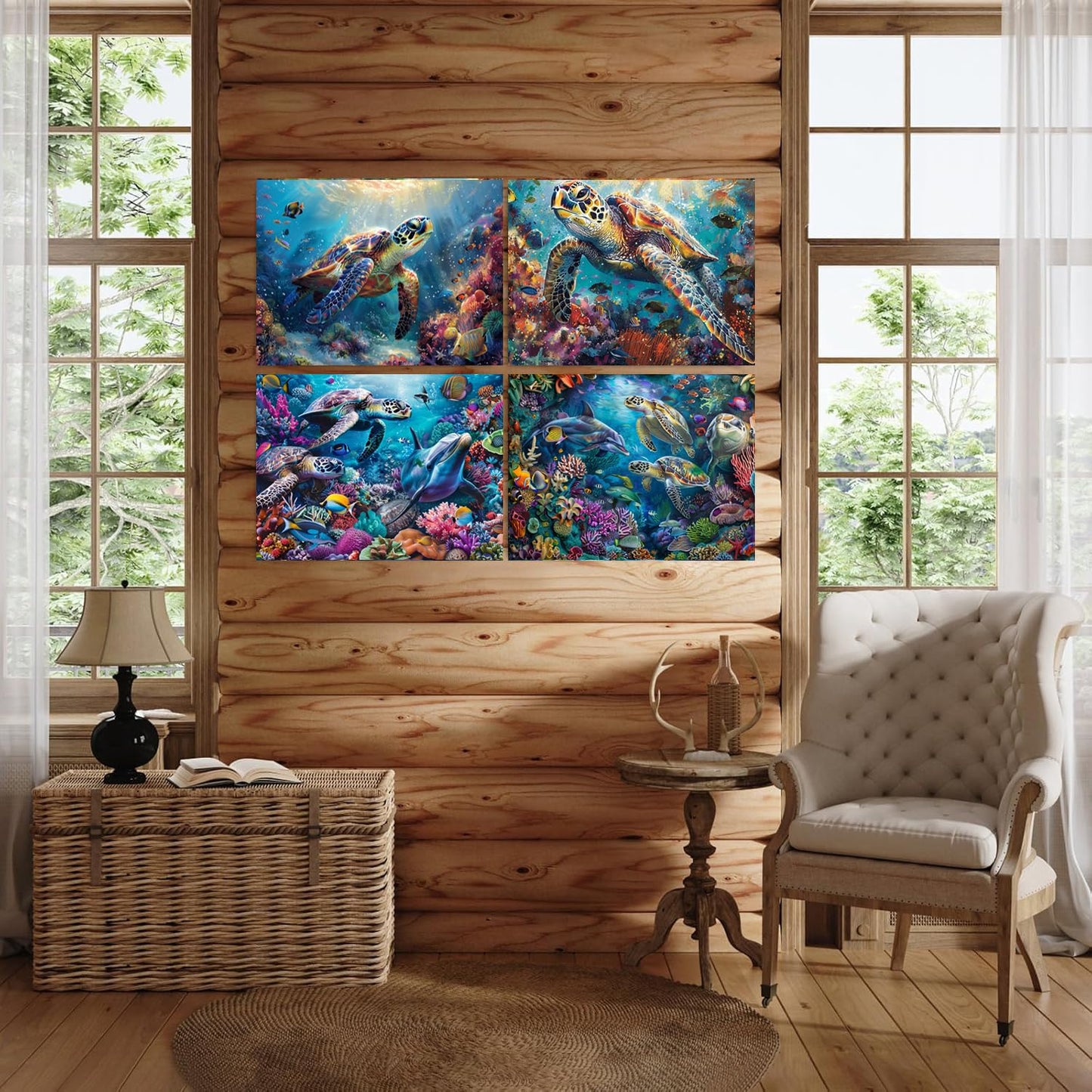 DOTSOPS Diamond Painting Kits Art Adults Painting Kit Crafts DIY 5D Diamond Art Packs Kits Full for Adults Beginner Home Wall Decoration Gift 11.8x15.7 Inches (4 Pack Marine Animal)