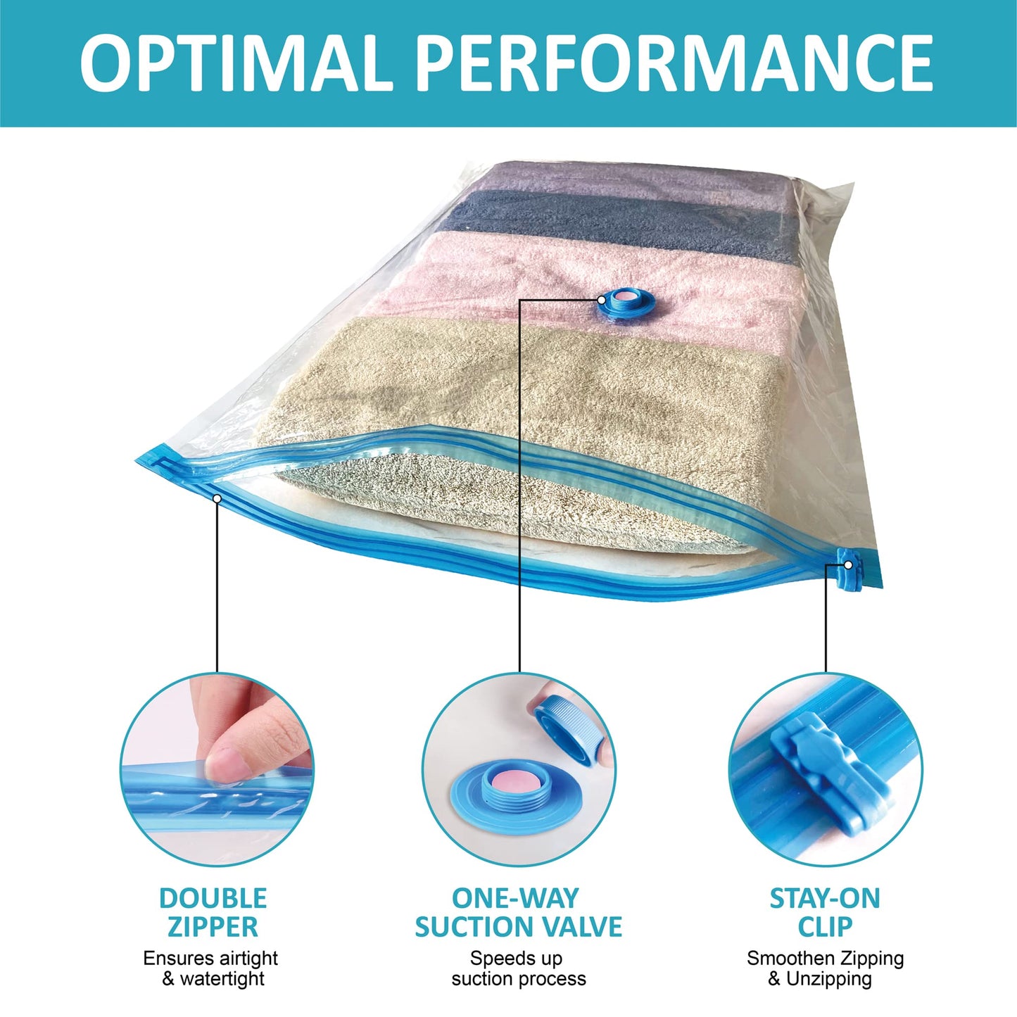 Roomimaster Vacuum Storage Bags, Vacuum Seal Space Saver Bags for Clothing, Travel Lugggage, Carry-on, Blankets, Pillow, Comforters, Bedding, 10 Jumbo