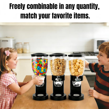 FindXeink Cereal Dispenser, Single Compartment Dry Food Storage Container, Airtight Grain Dispenser for Oatmeal, Snacks, Candy, Nuts, Pet Food, Countertop Dispenser with Rotating Portion Control