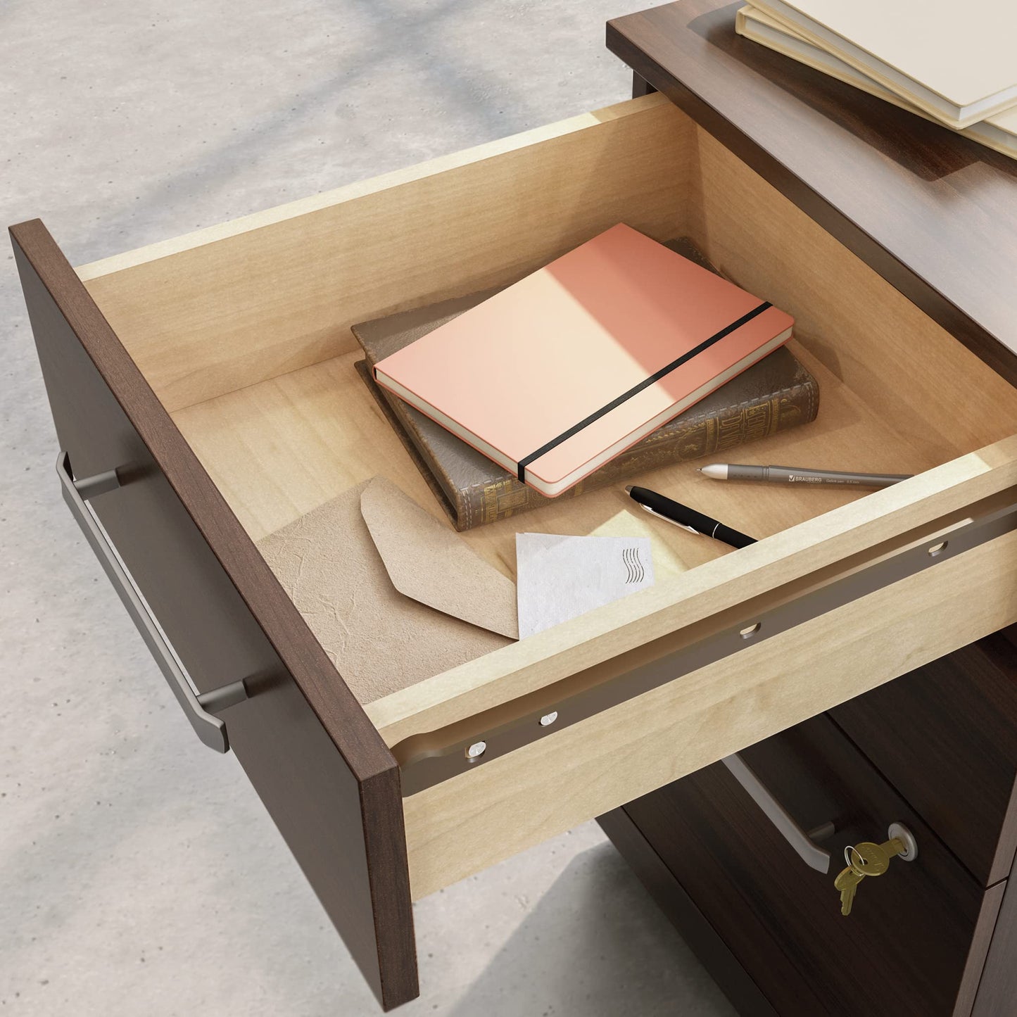 OfficeWorks by Sauder Affirm 3 Drawer Mobile File, Noble Elm Finish