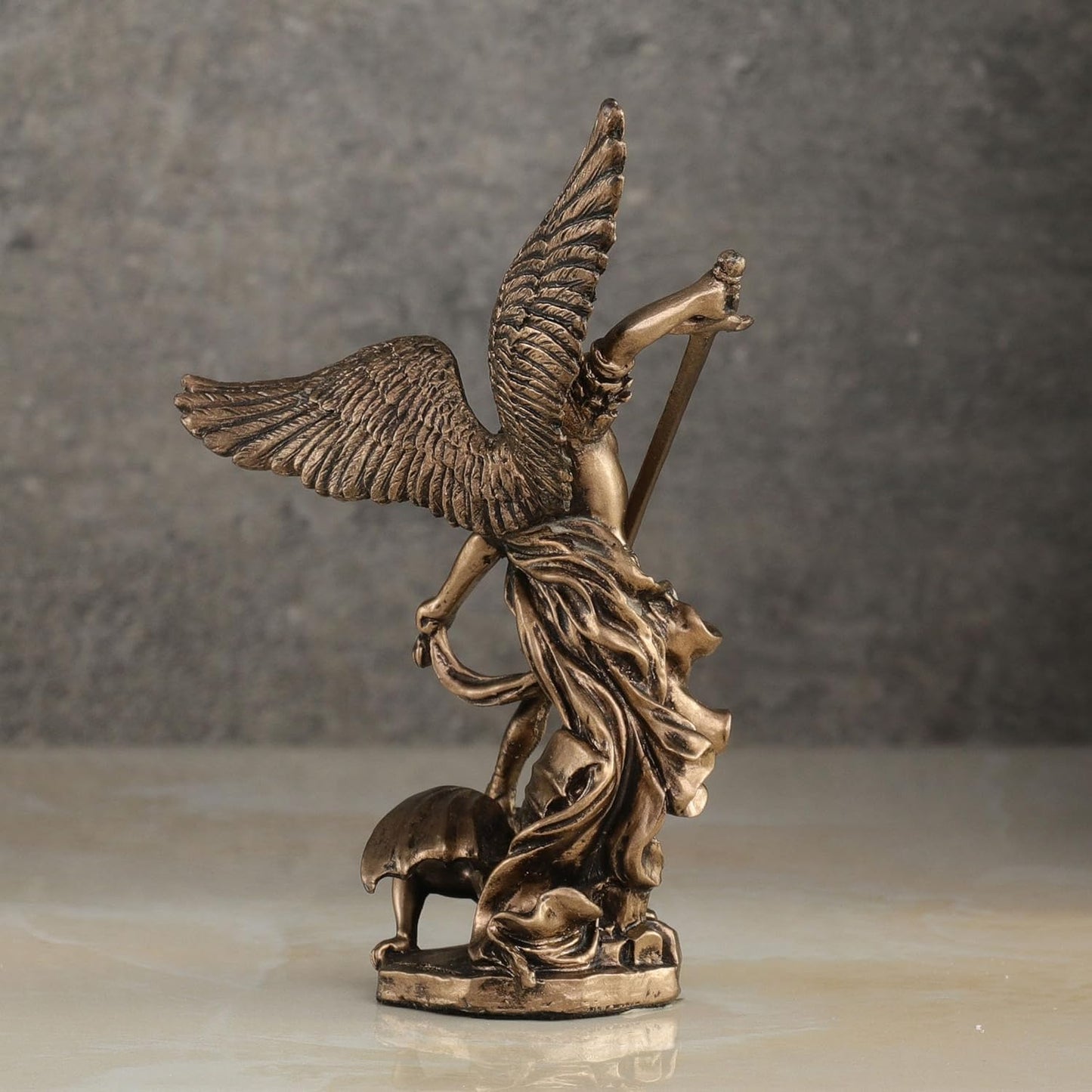 Veronese Design 4 Inch Archangel Saint Michael Figurine, Hand Painted Bronze Finish