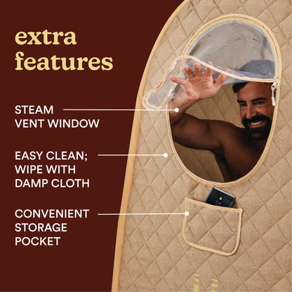 Homedics Portable Sauna – Collapsible Personal Steam Sauna for Stress Relief & Muscle Relaxation, Fast 1-Min Setup, Heats to 115°F, Up to 60 Min Session, Compact Foldable Design