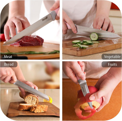 hecef Kitchen Knife Set with Magnetic Strip, 6 pcs Professional Knives Set for Kitchen, 13-inch Magnetic Strip