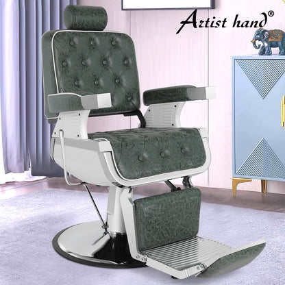 Artist hand Barber Chair Salon Chair Heavy Duty Hydraulic Recline for Hair Stylist Tattoo Salon Beauty Spa Chair Styling Equipment (Green)