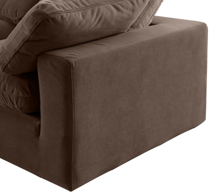 Meridian Furniture 189Brown-S80 Comfy Collection Modern | Contemporary Upholstered Modular Sofa with Soft Brown Velvet, Down Feather Cushions, 80" W x 40" D x 34.5" H, Brown