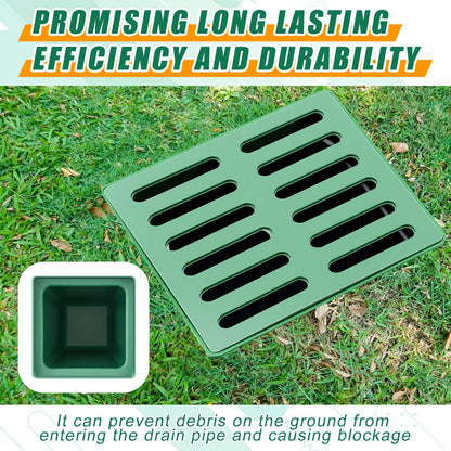 Kritkin Catch Basin with Grate 15 x 15× 24 Inch Square Large Catch Basin for Drainage with Debris Basket French Drain Without Reserved Hole for Yard, Downspout, Lawn, Municipal Pipeline, Green