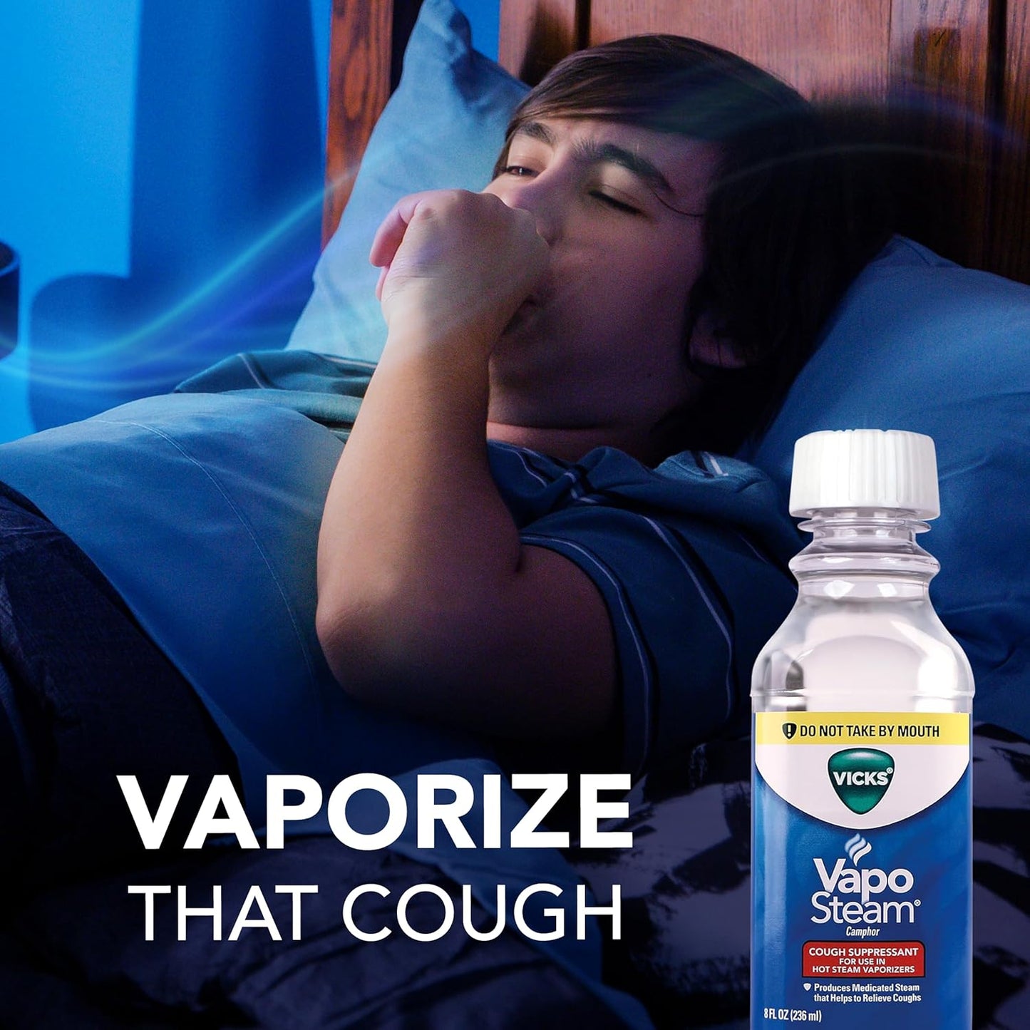 Vicks VapoSteam Medicated Liquid with Camphor, a Cough Suppressant, Helps Relieve Coughing, for Use in Vicks Vaporizers and Humidifiers, 8 Oz