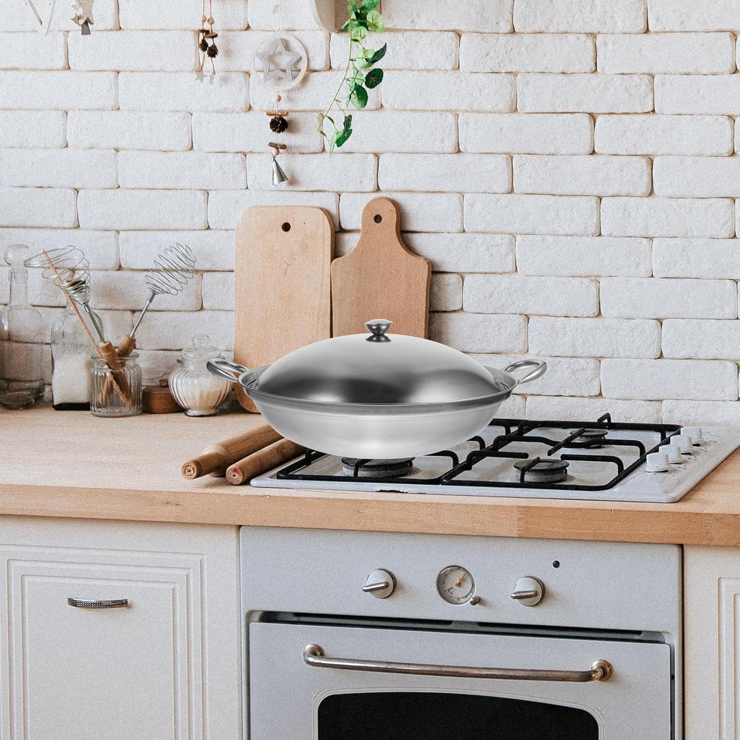 Stainless Steel Seafood Pot with Handle, Cooking Pot, Steel Frying Pan for Noodle and Ramen