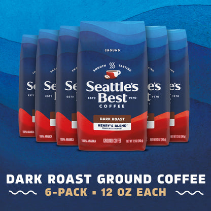 Seattle’s Best Coffee, Dark Roast Ground Coffee, Henry's Blend, 100% Arabica, 6 Bags (12 oz Each)