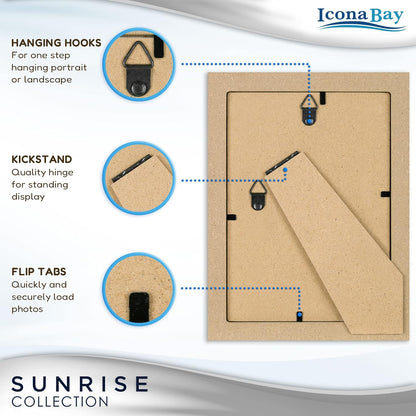 Icona Bay 5x7 Mat to 4x6 Ash Brown Picture Frame - Solid One-Piece Wood Composite, Modern Farmhouse Design