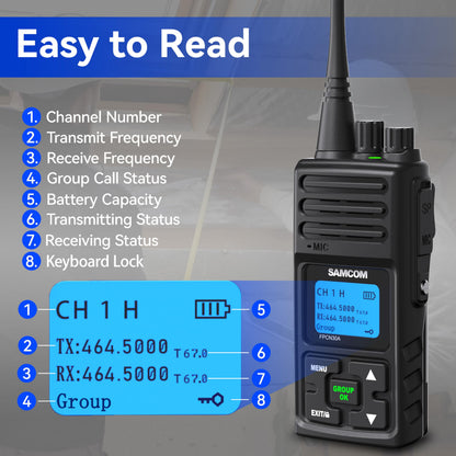 SAMCOM Heavy Duty Walkie Talkies, FPCN30A 5 Watts High Grade Professional Two Way Radio, Group Call Radios with Earpiece, 2 Way Radio Long Range for Business Outdoor Hunting (2 Pack)