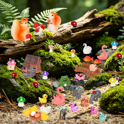 QAUYETM 160 Pcs Fairy Garden Accessories Miniature Resin Animals Tiny Fairy House Figurines Fairy Garden Ornament Kit for DIY Crafts Micro Landscape Dollhouse Mini Scene Garden Outdoor Decor