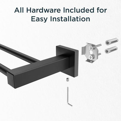 FORIOUS Double Towel Bar - 24 Inch Heavy Duty SUS304 Stainless Steel | Matte Black Finish