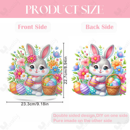 Yunzlly Easter Diamond Art Tabletop Kit, Desktop Gem Painting Ornament Kit for Adults, Table Top Acrylic Diamond Board Painting with Stand (Easter Bunny)