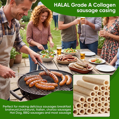 15m/49ft 19mm/ 3/4'' 1 FAIRSKY HALAL Grade A Collagen Sausage Casings, Edible Drying Casing Longer Length