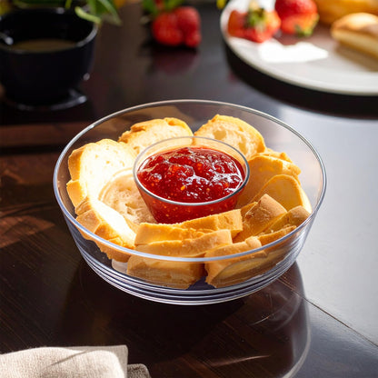 Amazing Abby - Charlie - Plastic Chip and Dip Bowl, Clear Serving Platter, Unbreakable Party Appetizer Tray, BPA-Free, Dishwasher-Safe, Great for Chips, Salsa, Veggies, Snacks, and More