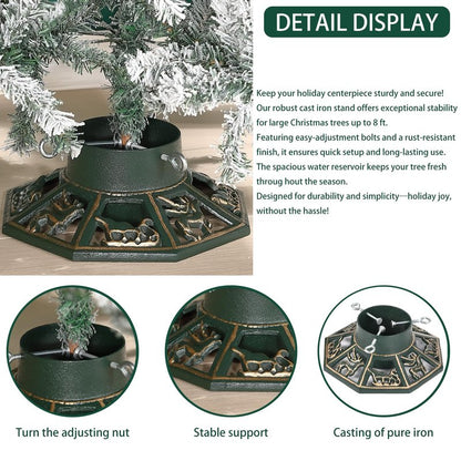 Wenbery Robust Cast Iron Christmas Tree Stand, Extra Heavy Duty Xmas Tree Base for Large Artificial & Real Trees, Supports Up to 8ft Trees, for Christmas Tree Decoration