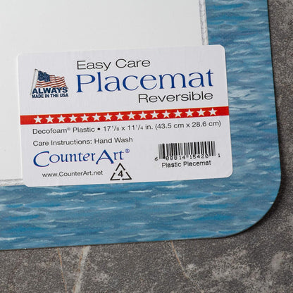 Counterart Set 4 Lighthouse Mural Reversible Easy Care Plastic Placemat of Made in The USA