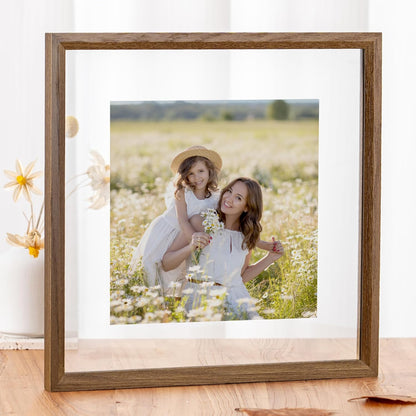 12x12 3x3 4x4 5x5 6x6 8x8 12''x12'' Axeman Floating Picture Frame - Solid Oak Wood Square Picture Frame, Double