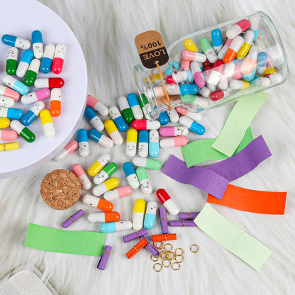 Message in a Bottle Capsule Letters - 101pcs Love Pills Gifts for Boyfriend, Girlfriend, Wife, Friends (Mixed Color)
