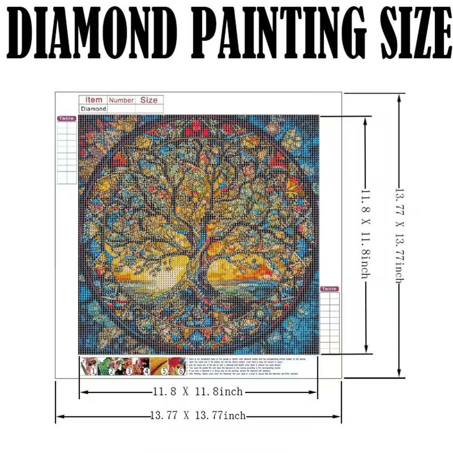 GEMOUJ Tree of Life Diamond Painting Kits for Adults,5D Diamond Art Kits for Adults Beginners,DIY Full Drill Round Paint by Diamonds Dot Art Paintings for Home Wall Decor 13.7 X 13.7 inch