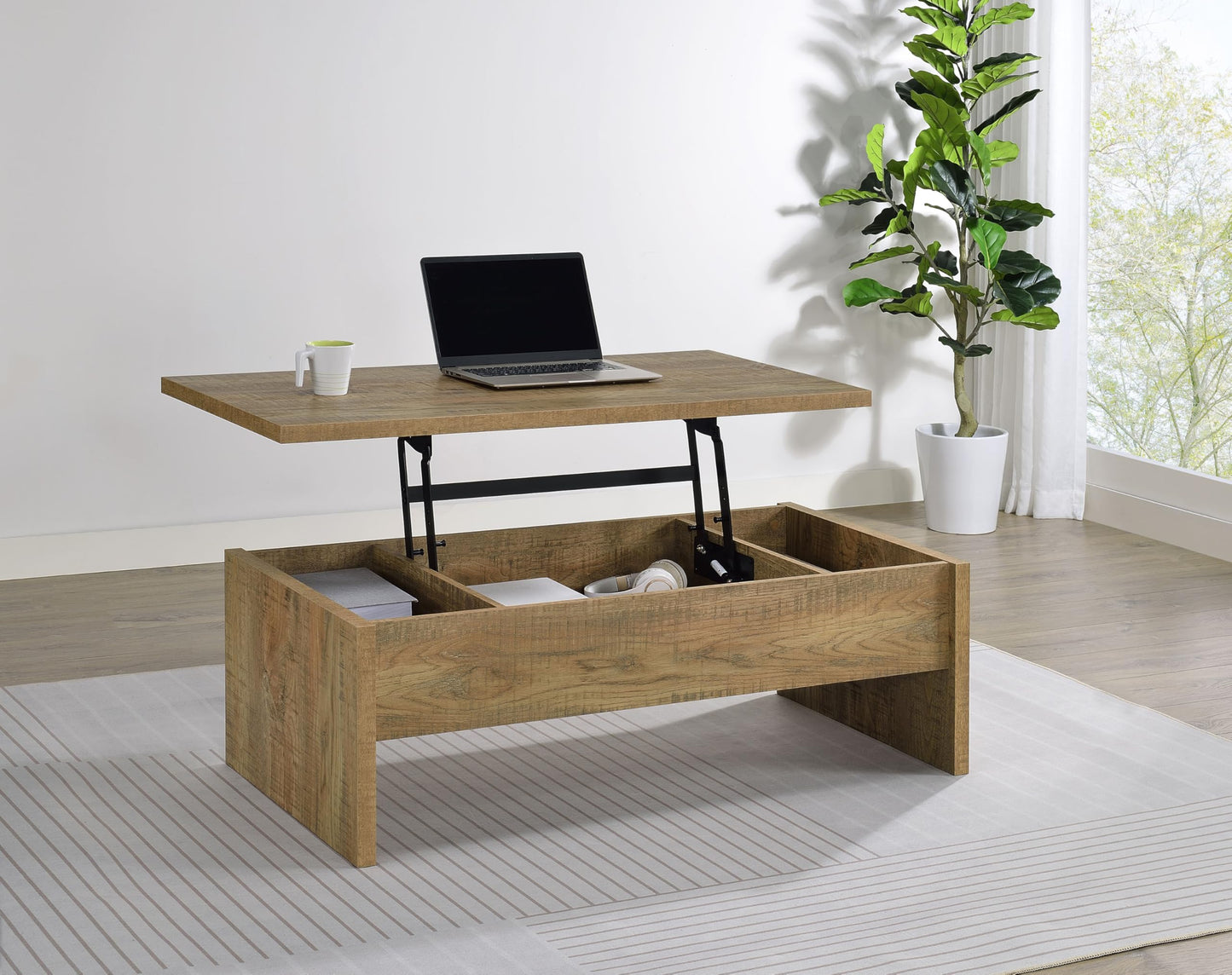 Coaster Home Furnishings - Canoga - Wood - Lift-Top Coffee Table with Hidden Storage, Pop-Up Design and Three Compartments - Living Room - Mango - 706358