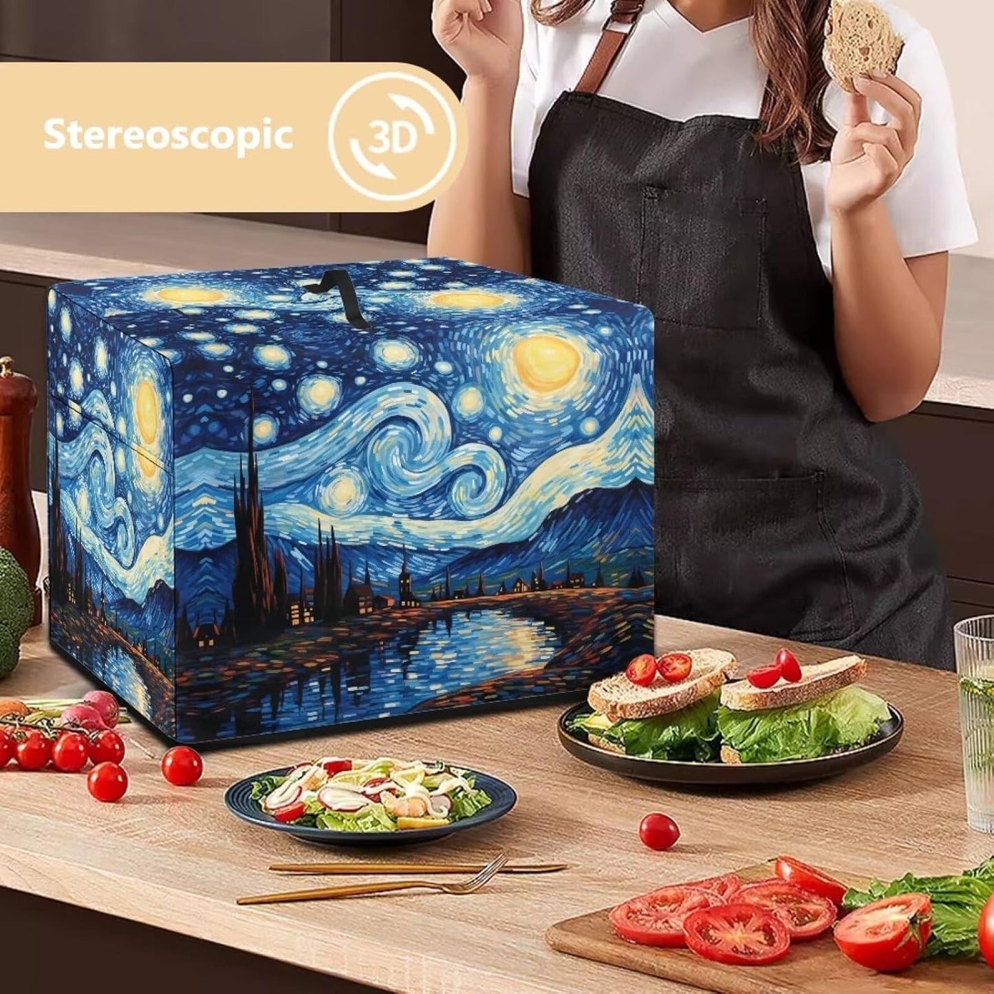 Meat Slicer Cover - Starry Night Food Slicer Cover with Storage Pockets and Top Handle, Easy to Clean