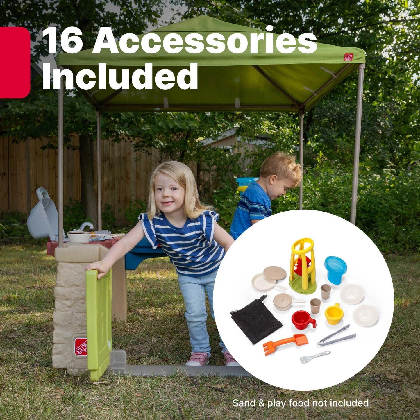 Step2 All Around Playtime Patio with Canopy Playset – Shaded Outdoor Playhouse for Kids with Realistic, Interactive Features, Room for Multiple Toddlers to Play – Dimensions: 60" H x 47.5" W x 47.5" D