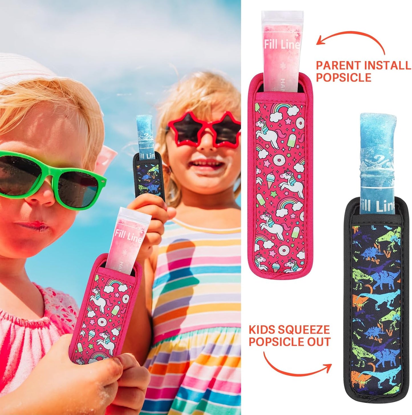 Amintiri 50 2 (Multicolor-1) Disposable Ice Popsicle Mold Bag Popsicle Holder, Freezer Tubes with Dual Zip Seals