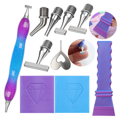 Diamond Painting Pen, with Thin Version Steel Diamond Painting Art Drilling Tips Nibs Multi-Placers, Putty Wax, Straightening Tool, Diamond Art Pen, 5D Diamond Art Accessories Tools Kit (1357-Beads)