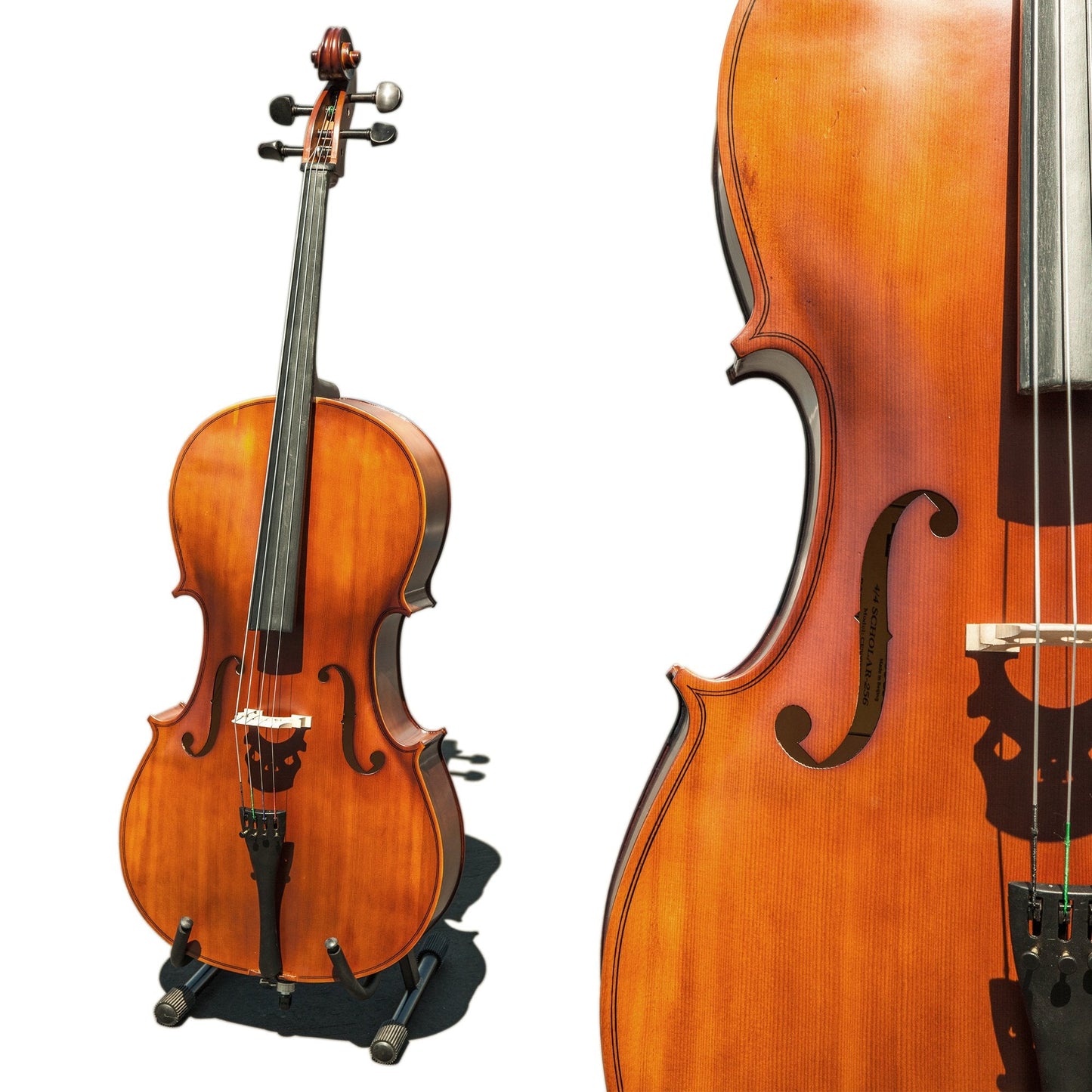 Paititi PTTCE101T Ebony Fitted Oil Finish Wood 4/4 Cello with Soft Case, Bow, Rosin, Stopper and Mute