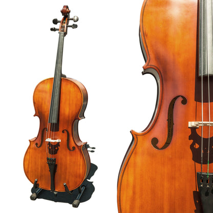 Paititi CE3005PE Scholar 256 Ebony Fitted Matte Finish Wood Cello with Soft Case, Brazilwood Bow, Rosin and Stopper (3/4)