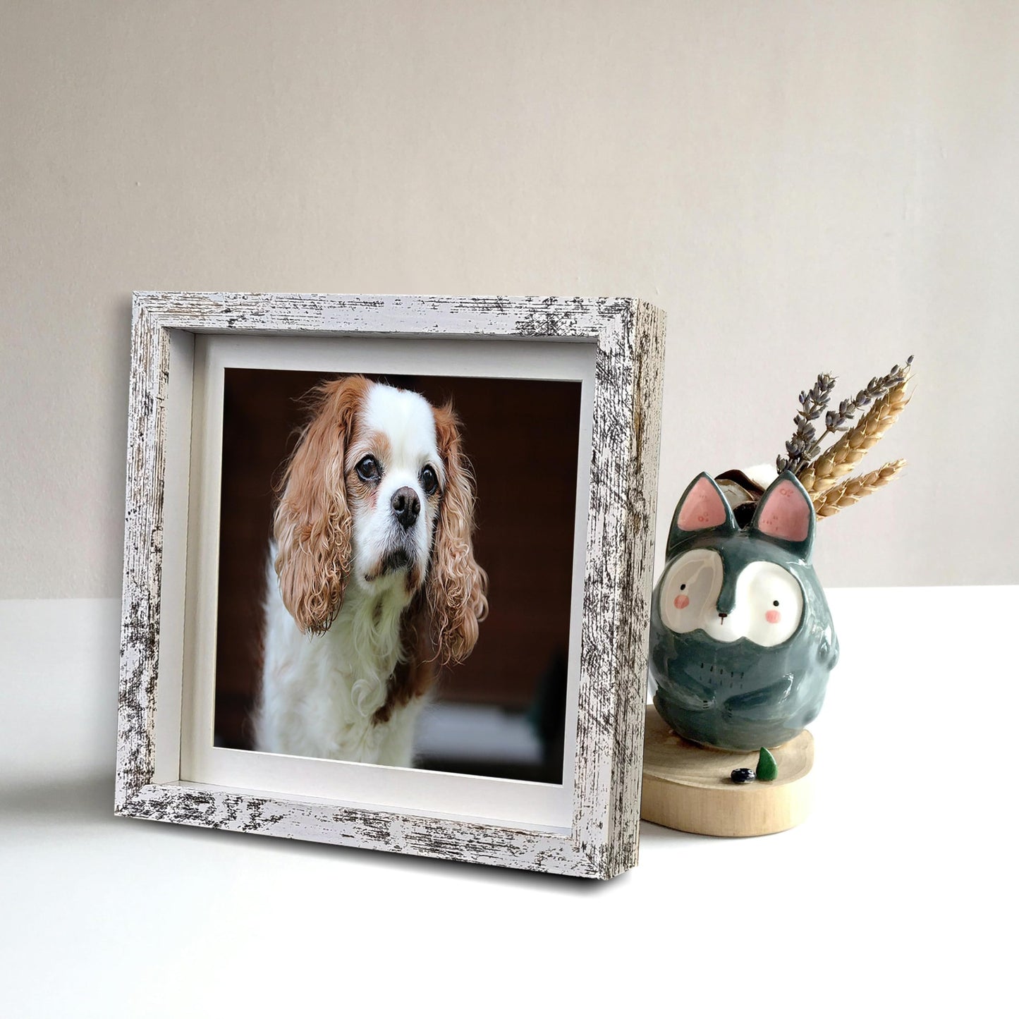 Houstimi Rustic 8x8 Shadow Box Frame White Shadow Box Display Case Made of Solid Wood and Real Glass Internal Depth 0.6 inches for Wall Or Tabletop（3 Pack）