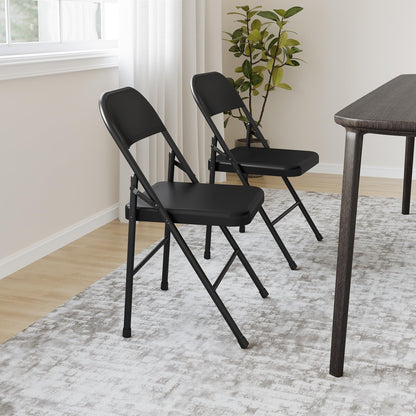 8 Pack All-Steel Folding Chairs Set of 8, Heavy Duty Metal Foldable Dining Chair with Backrest, Hold Up to 350 LBS, Black Portable Fold Chair for Home, Office, Indoor & Outdoor Events