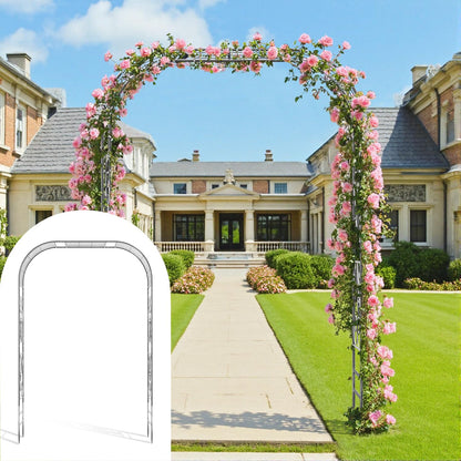 Meyrines Metal Garden Arbor, 104.3” Tall Wrought Iron Archway for Climbing Plants & Flowers, British-Style Garden Trellis(Silver, Flat-Top)