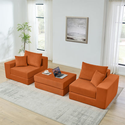 Cloud Modular Sectional Sofa Boneless Couch for Living Room, Modern L-Shaped Corner Couch with Movable Ottomans, Customizable Sleeper Sofa Bed with Pillows for Living Room