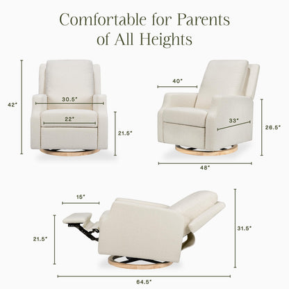 Namesake Crewe Glider Recliner Nursery Chair - GREENGUARD Gold & Certi-PUR US Certified Rocker Recliner - Glider Rocking Chair for Nursery & Living Room - Manual, 360° Swivel, Ivory