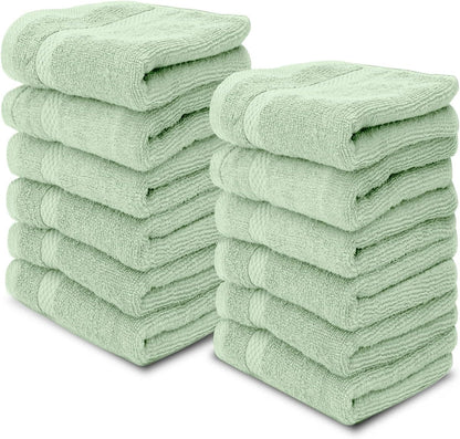 13x13 Inch 650 12 Pack, White Classic Luxury Cotton Washcloths - GSM Turkish Cotton | Hotel, Spa, Bathroom Face Towel |