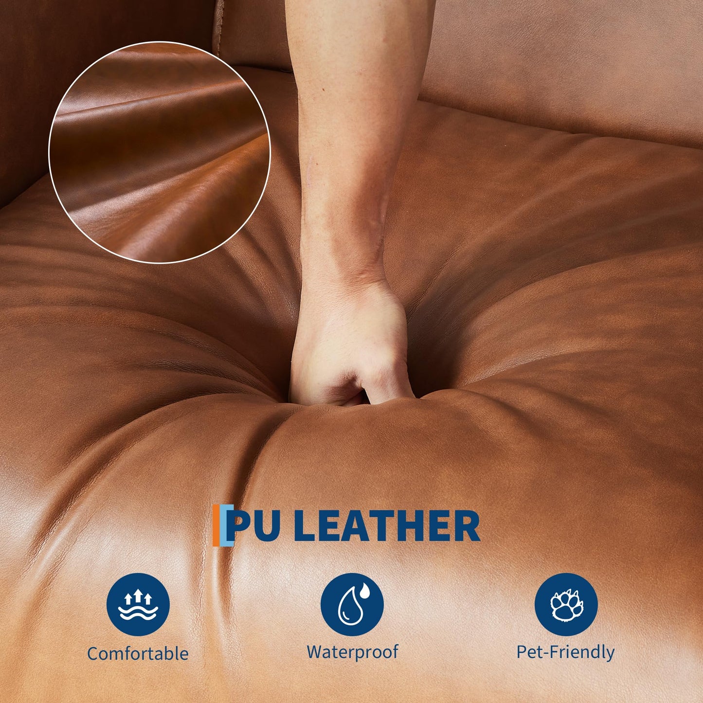 GAOMON Swivel Rocking Recliner Chair, Manual Leather Recliner Glider with Lumbar Support & Padded Armrest, Comfortable Rocker Nursery Single Sofa for Living Room and Bedroom (Walnut)