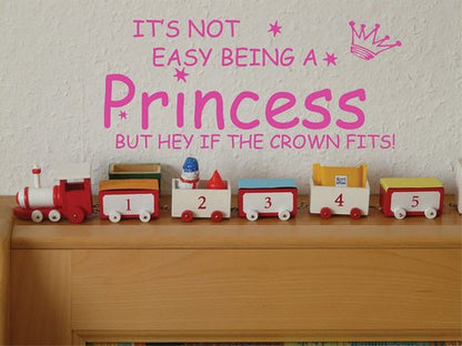 Blinggo NOT Easy Being A Princess Girl Wall Quote Sticker Graphic Vinyl Home Kid décor Pink 10" X 22"