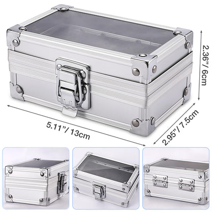 Noverlife 50 Holes Nail Drill Bit Holder Case, Professional Polishing Heads Holder Organizer, Silver Bit Storage Box, Large Display Container for Salon Grinding Head