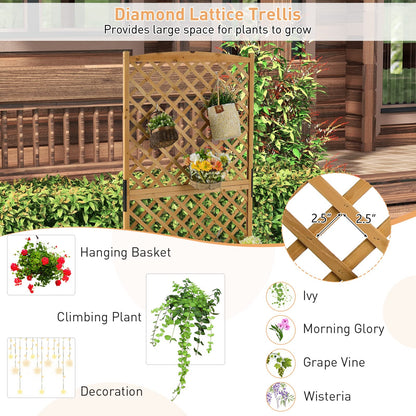 Giantex Raised Garden Bed with Trellis 2 Pack, 72'' Wooden Planter Box Outdoor w/Privacy Screen Roof, Large Vertical Garden Planter w/Drainage Holes for Climbing Plants, Patio Balcony Backyard