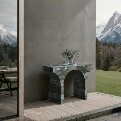 Meridian Furniture Pomezia Green Marble Finish Console Table
